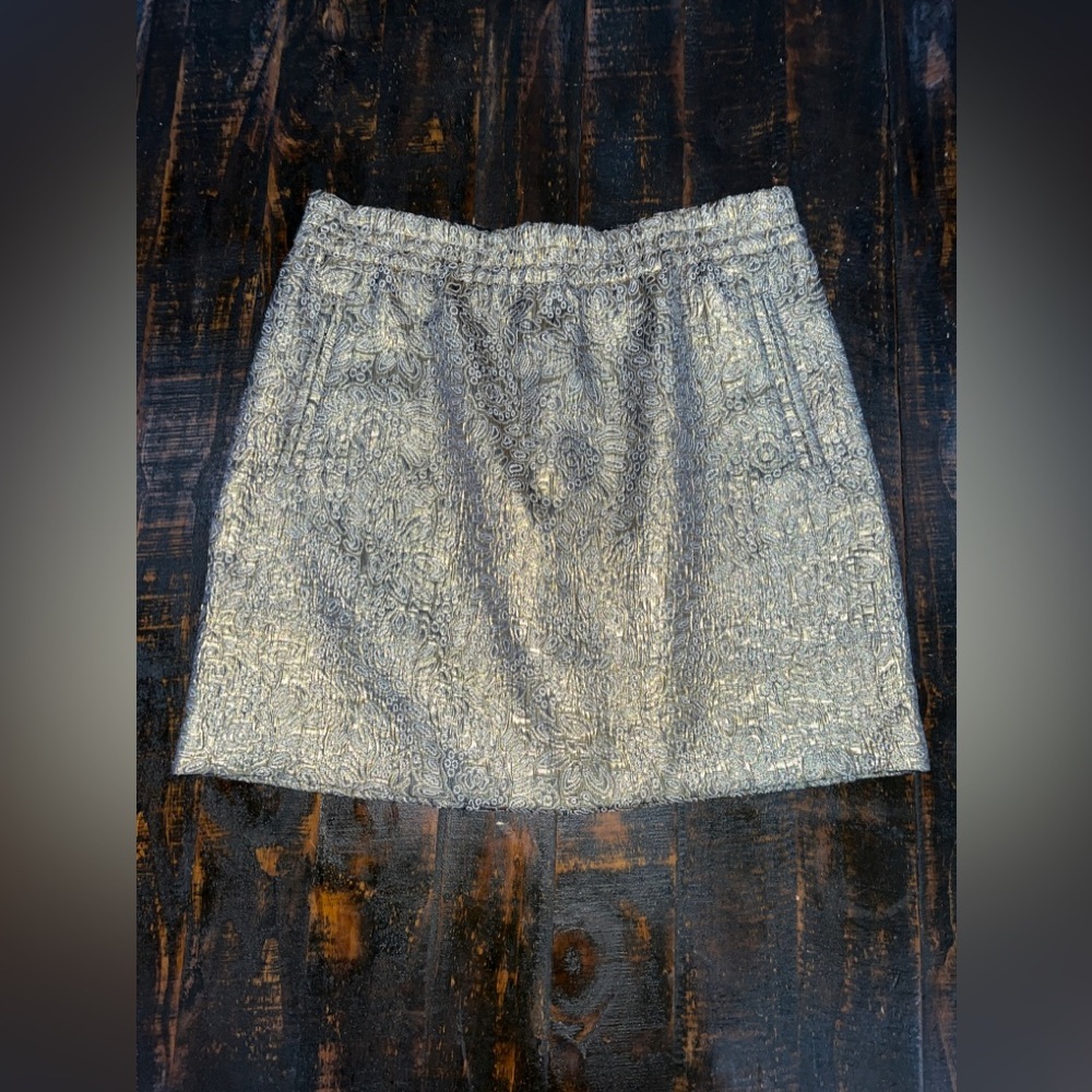LOFT Gold Metallic Brocade skirt.